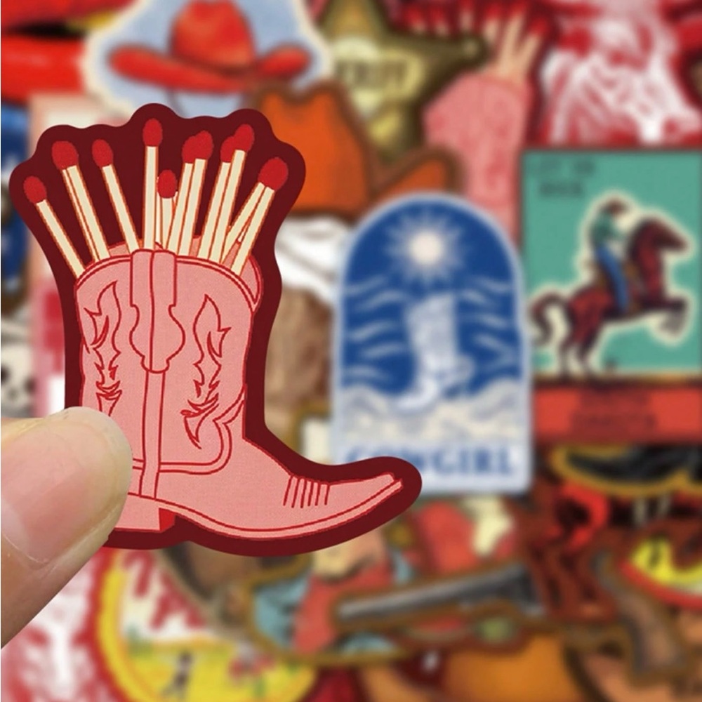 50 Western Cowgirl Stickers Cowboy Rodeo Horses Bull Boot Hat Sheriff - Picture 7 of 11